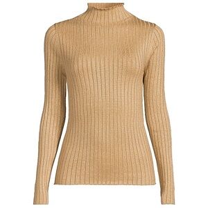 Topshop Beige Ribbed Knit Turtleneck